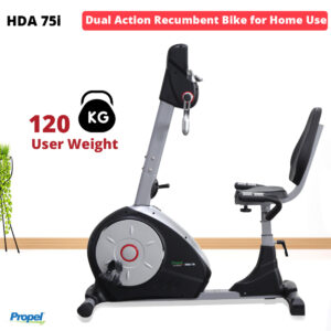 HDA 75i Recumbent Exercise Bike/Cycle for Seniors & Adults| Arm and Leg Exerciser | 8 Levels Magnetic Resistance | Flywheel | LCD Display | Pulse Sensors | Adjustable Seat | Step Through Design | Pedals | Transportation Wheels - Image 2