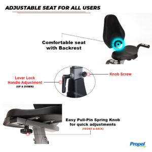 HDA 75i Recumbent Exercise Bike/Cycle for Seniors & Adults| Arm and Leg Exerciser | 8 Levels Magnetic Resistance | Flywheel | LCD Display | Pulse Sensors | Adjustable Seat | Step Through Design | Pedals | Transportation Wheels - Image 7