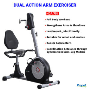 HDA 75i Recumbent Exercise Bike/Cycle for Seniors & Adults| Arm and Leg Exerciser | 8 Levels Magnetic Resistance | Flywheel | LCD Display | Pulse Sensors | Adjustable Seat | Step Through Design | Pedals | Transportation Wheels - Image 9